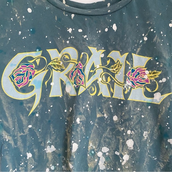 Y2K Grail Paint Splatter Rose Graphic T-shirt - Picture 3 of 8